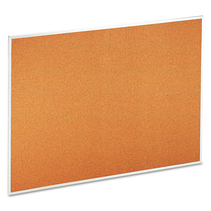 Bulletin Board, Natural Cork, 48 x 36, Satin-Finished Aluminum Frame