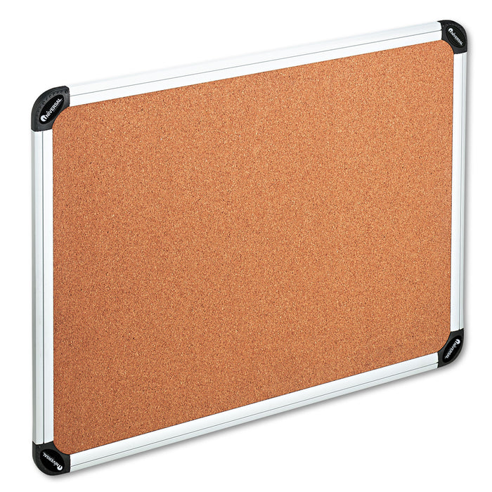 Cork Board with Aluminum Frame, 48 x 36, Natural, Silver Frame