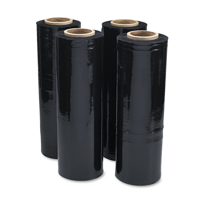 Black Stretch Film, 18" x 1, 500ft Roll, 20mic (80-Gauge), 4/Carton