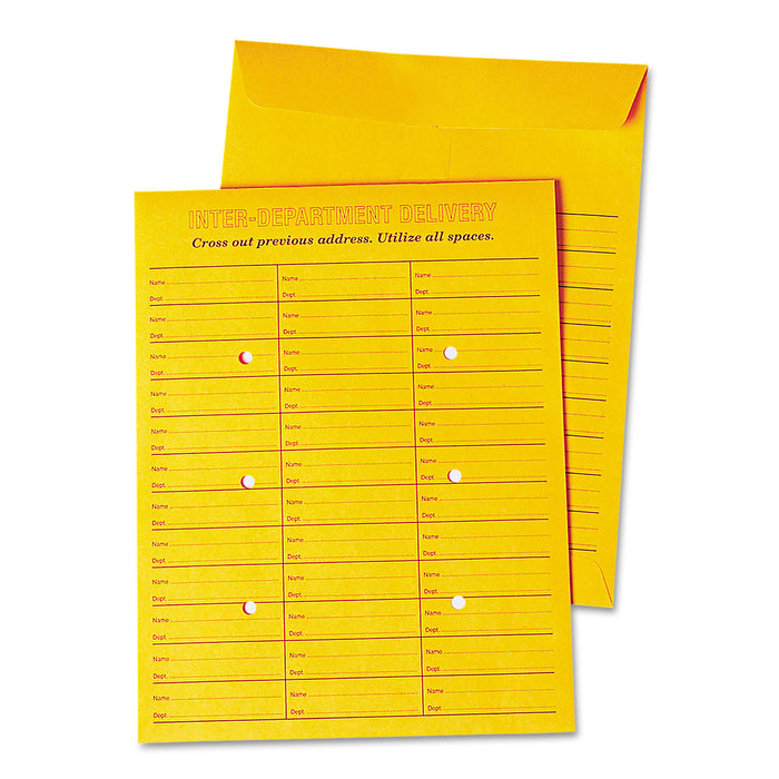 Deluxe Interoffice Press & Seal Envelopes, #97, Two-Sided Three-Column Format, 10 x 13, Brown Kraft, 100/Box