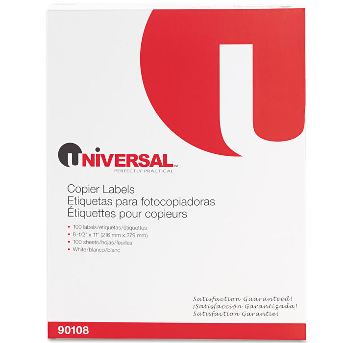 Copier Mailing Labels, Copiers, 8.5 x 11, White, 100/Box