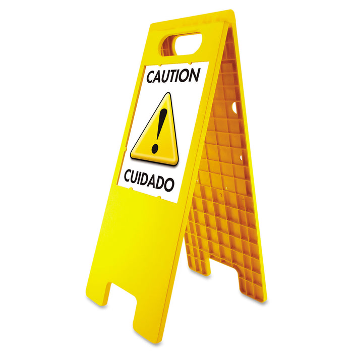 Floor Tent Sign, Doublesided, Plastic, 10 1/2" x 25 1/2", Yellow
